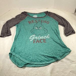 Woman’s The Grinch Dr.Seuss “Resting Grinch Face Acid Washed T-shirt